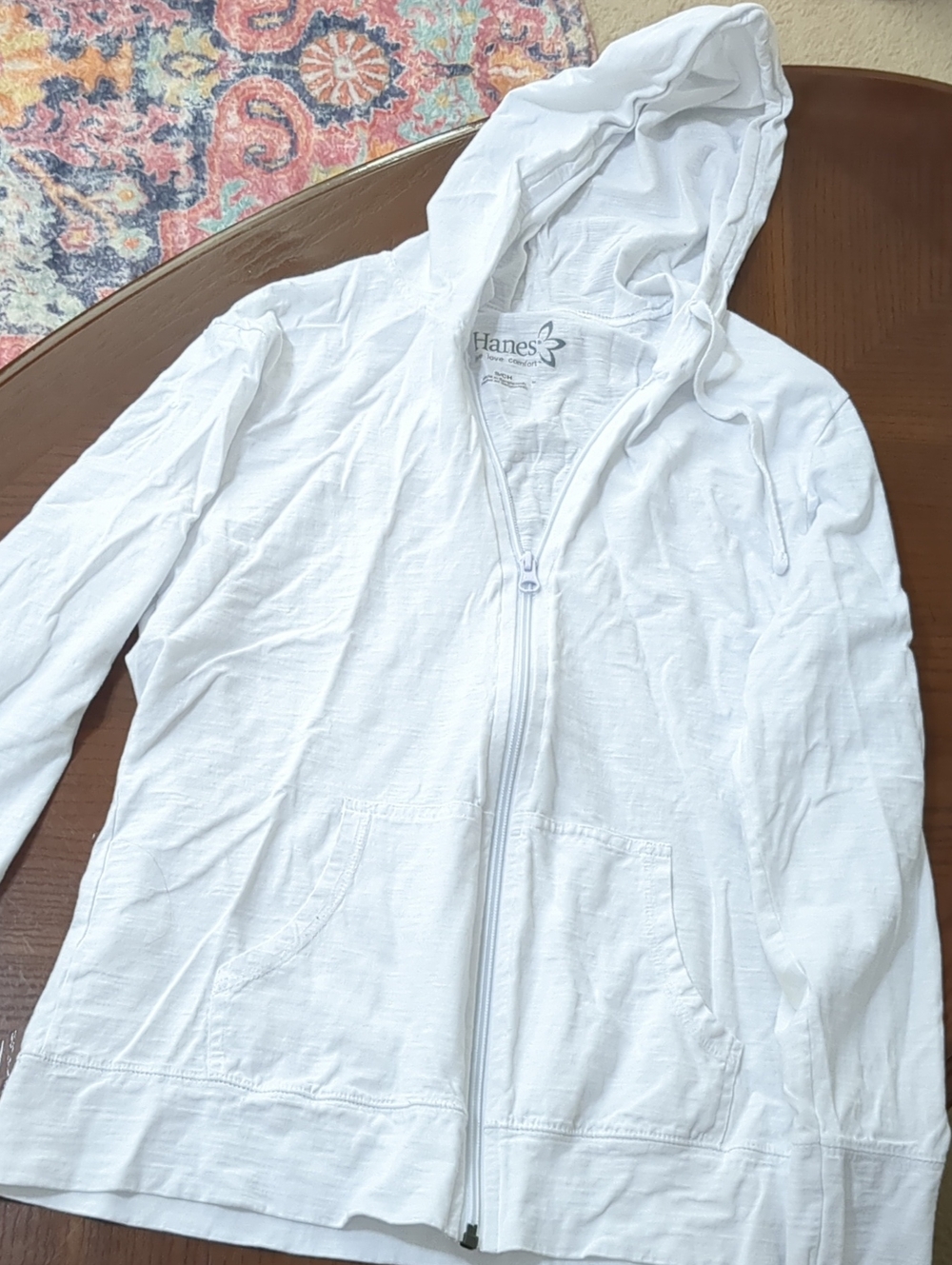 Hanes White Women’s Full-Zip Hooded Lightweight Jacket